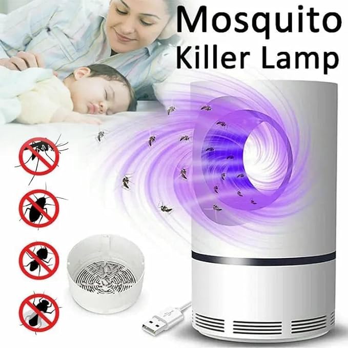 UV Electric Mosquito Killer Lamp — Indoor Bug Zapper Night Light (White)